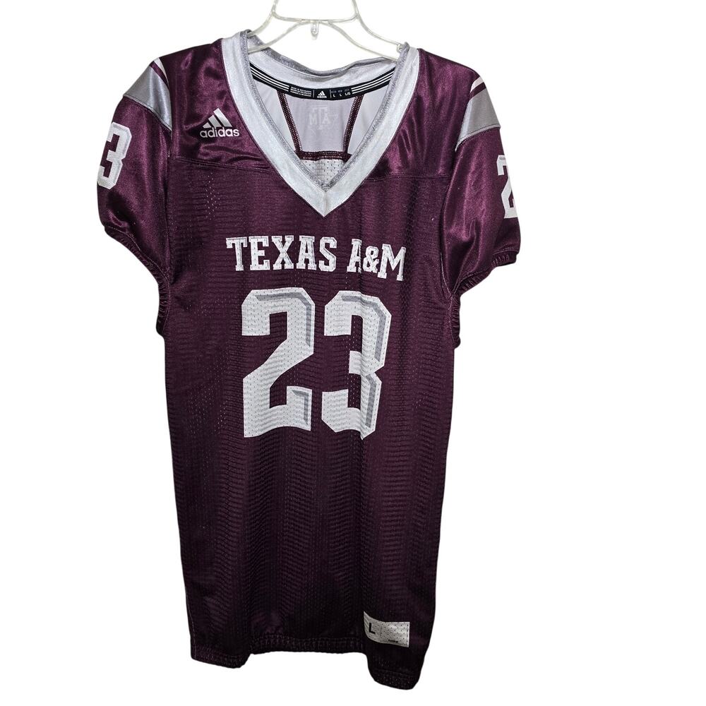 Maroon White Adidas Texas A&M Aggies Van Damme Football Jersey Men's L Large
